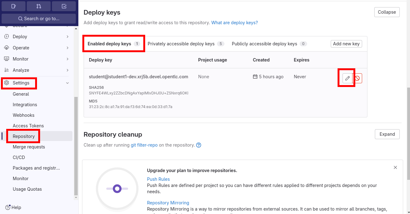 configure gitlab add existing ssh key 2