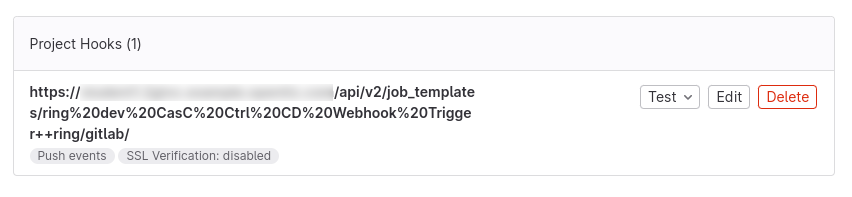 configure webhook result dev