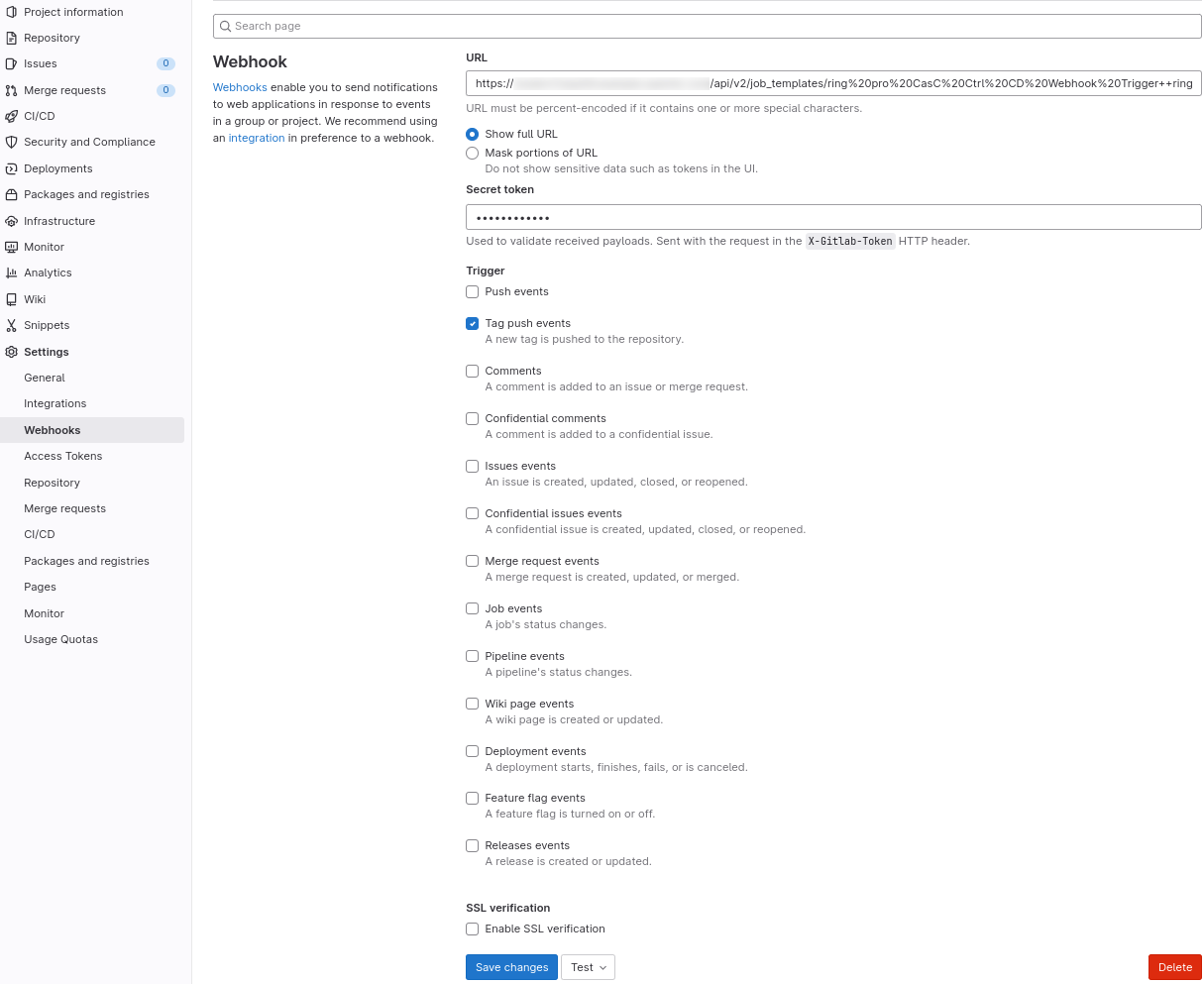 configure webhook set info pro